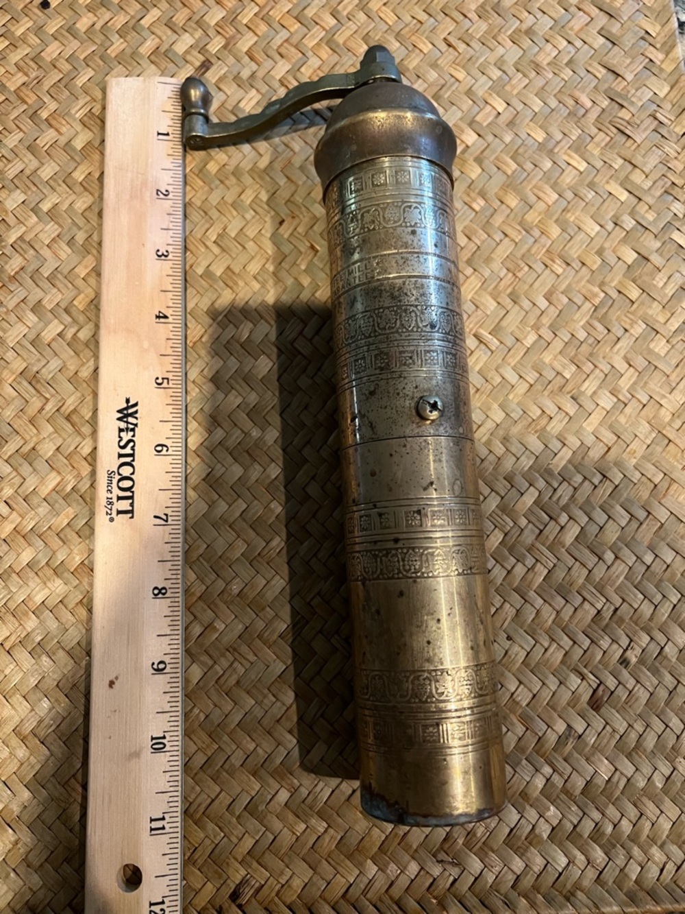 Pepper/spice grinder, vintage brass